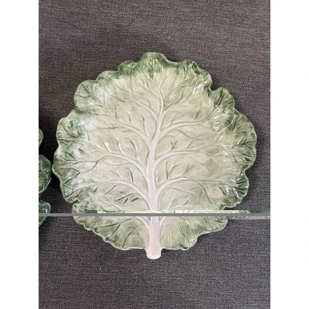 Fitz & Floyd Ironstone Set Of 2‎ Cabbage Leaf Appetizer Plate Vintage 7